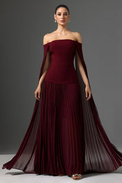 Vestido Elegante com Decote Ombro a Ombro Cintura Marcada