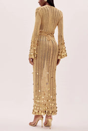 Vestido Longo de Tricot Dourado Dolly