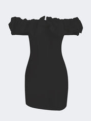Violante | Vestido Mini Branco com Ombros Caídos e Babado Volumoso