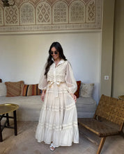 Valentina | Vestido Longo em Renda Artesanal com Aplicação de Pérolas