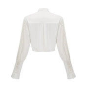 Camisa de Luxo com Gola, Laços Ornamentais e Fivelas de Pérola