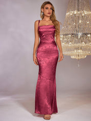 Letícia | Vestido Longo Rosa em Renda Sereia com Alças Finas