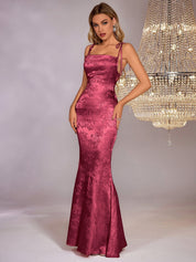 Letícia | Vestido Longo Rosa em Renda Sereia com Alças Finas