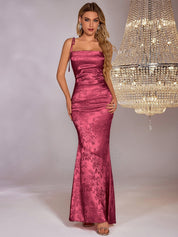 Letícia | Vestido Longo Rosa em Renda Sereia com Alças Finas