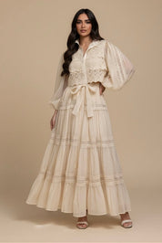 Valentina | Vestido Longo em Renda Artesanal com Aplicação de Pérolas