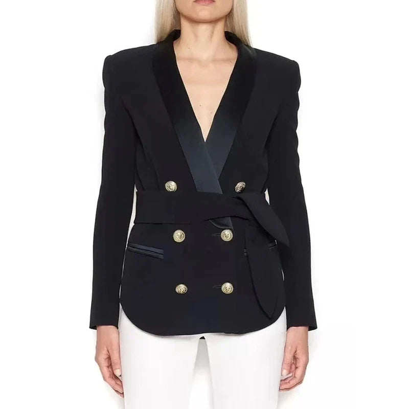 Blazer Estruturado com Lapela Xale e Cinto - Elegância Atemporal