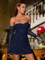 Bianca | Vestido Mini com Ombros Caídos e Textura Canelada
