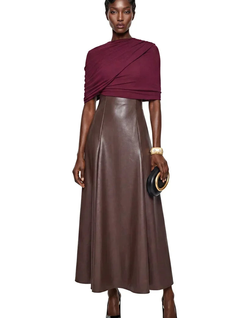 IrisChocolateBrownColorBlockMaxiDresswithShawl_1.webp
