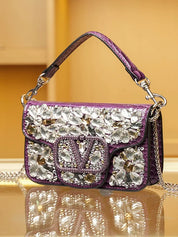 Bolsa Clutch Elegante com Pedrarias Bordadas à Mão