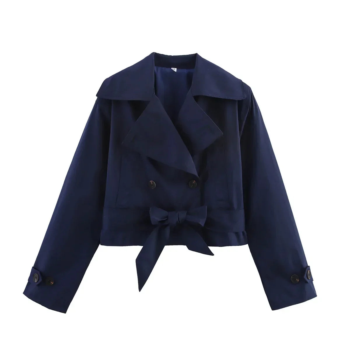 Casaco Escultural Estilo Trench Coat com Abotoamento Cruzado e Cinto