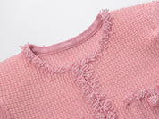 Vestido Midi em Tricô com Babados e Bordados de Pérolas – Luxo e Delicadeza