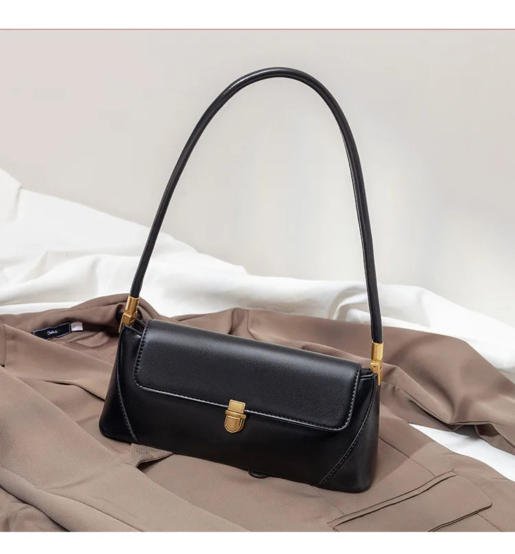 Bolsa de Ombro – Couro Ecológico, Estilo Luxo, Pequena e Elegante, Modelo Underarm/Clutch
