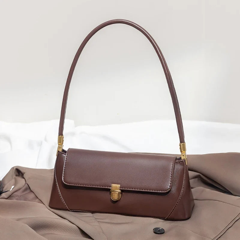 Bolsa de Ombro – Couro Ecológico, Estilo Luxo, Pequena e Elegante, Modelo Underarm/Clutch