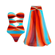 Conjunto Sofisticado com Decote em V e Saída de Praia Coordenada