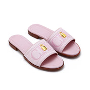 Sandália CHCH Rosa com Detalhe Cadeado Metálico Dourado
