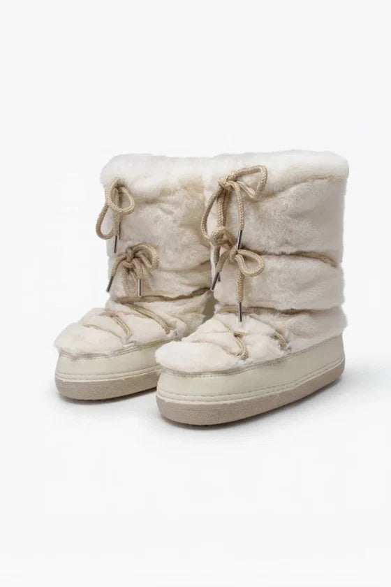 Botas de Neve com Peles Sintéticas – Plataforma Elegante e Conforto Aveludado