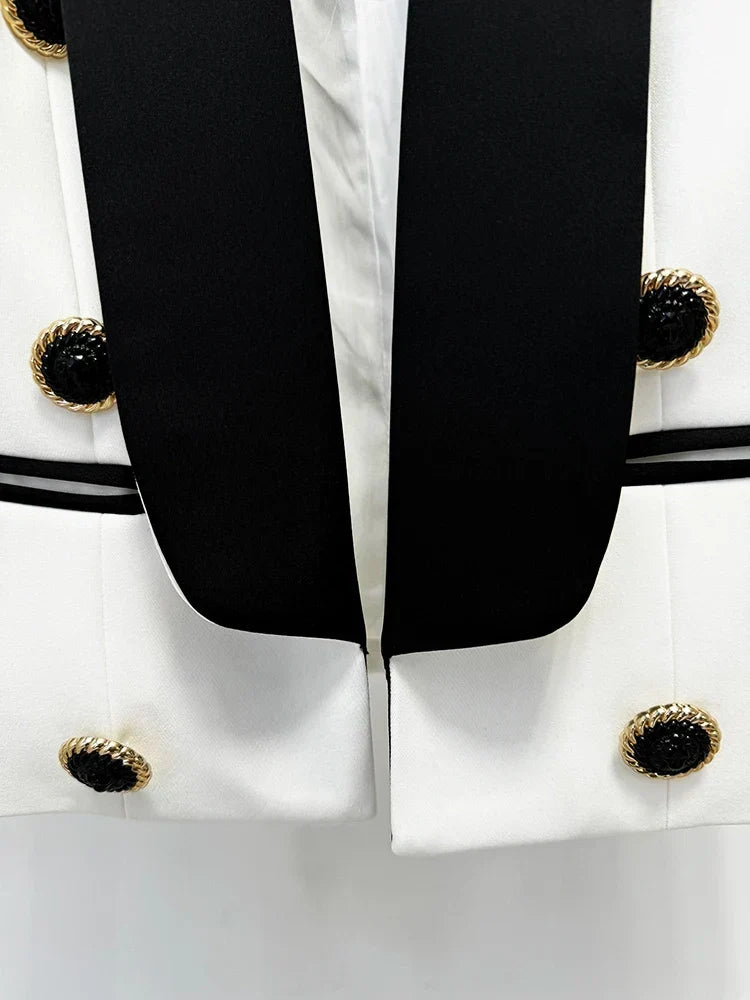 Blazer de Alfaiataria Escultural Bicolor com Gola Xale