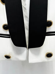 Blazer de Alfaiataria Escultural Bicolor com Gola Xale
