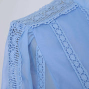 Cecília | Vestido Longo em Renda com Tecido 100% Algodão e Manga Longa