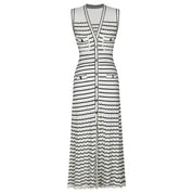 Vestido Cami em Tricô Canelado Premium com Abotoamento Frontal e Trama Ondulada