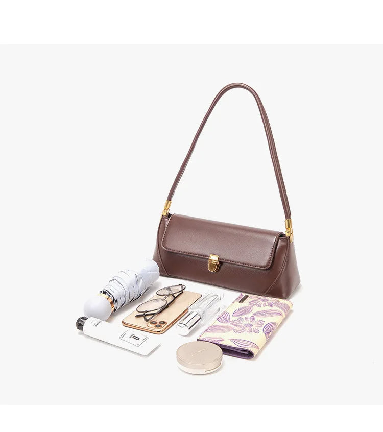 Bolsa de Ombro – Couro Ecológico, Estilo Luxo, Pequena e Elegante, Modelo Underarm/Clutch