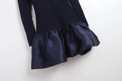 Vestido Mini de Luxo com Detalhes em Renda, Mangas Longas e Saia de Volume