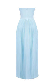 Vestido Longo Design de Espartilho, Saia Plissada e Luxo Moderno