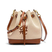 Bolsa CHCH Bucket – Estilo para Viagem, Alça de Ombro, Design em Tecido Splicing