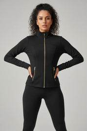 Conjunto Esportivo Feminino com Zíper Dourado e Calça Modeladora