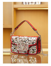Bolsa Clutch Elegante com Pedrarias Bordadas à Mão