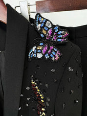 Conjunto Elegante: Blazer com Aplicação 3D e Calça Pantalona