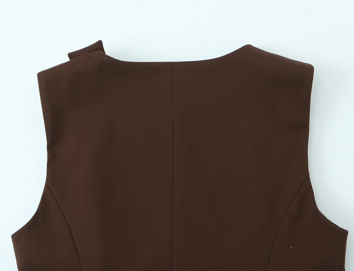Conjunto de Alta Sastria com Colete Alongado, Faixa Regulável e Calça Fluida