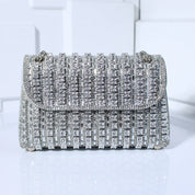 Bolsa Glamour Prateada com Brilho de Strass