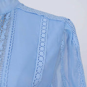 Cecília | Vestido Longo em Renda com Tecido 100% Algodão e Manga Longa