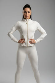 Conjunto Esportivo Feminino com Zíper Dourado e Calça Modeladora