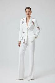 Conjunto Elegante: Blazer com Aplicação 3D e Calça Pantalona