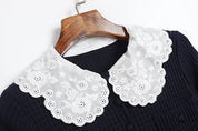 Vestido Mini de Luxo com Detalhes em Renda, Mangas Longas e Saia de Volume