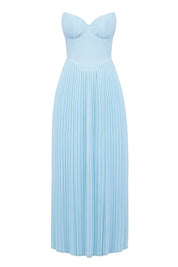 Vestido Longo Design de Espartilho, Saia Plissada e Luxo Moderno