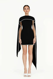 Vestido de Alfaiataria com Design Assimétrico Bordado com Perolas