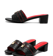 Sandálias CHCH – Salto Baixo 5cm, Bloco Grosso, Confortáveis, Slip-On, Casual e Elegantes