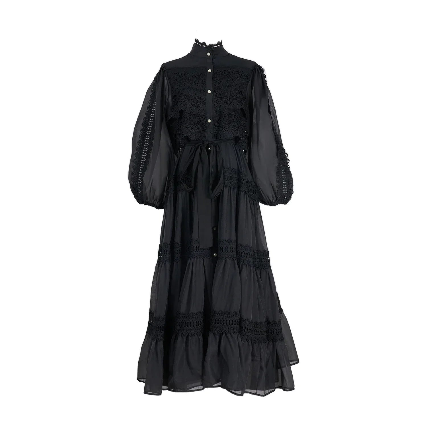 Valentina | Vestido Longo em Renda Artesanal com Aplicação de Pérolas