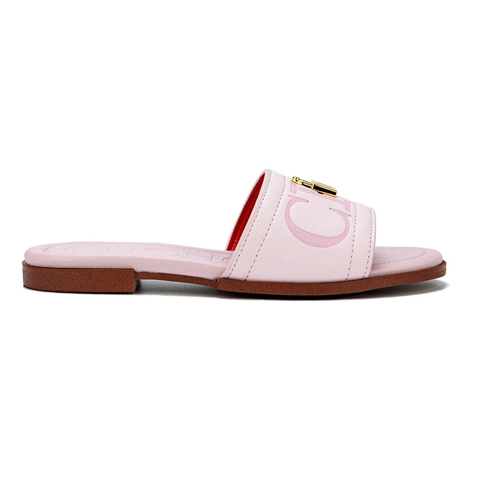 Sandália CHCH Rosa com Detalhe Cadeado Metálico Dourado