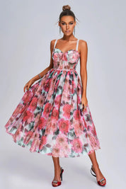 Vestido Longo de Festa com Ombros à Mostra em Crepe Fluido