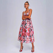 Vestido Longo de Festa com Ombros à Mostra em Crepe Fluido