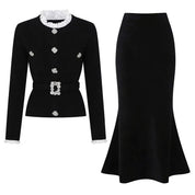 Conjunto Executivo Rosa: Casaco Estruturado e Saia Sereia Midi – Elegância