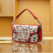 Bolsa Clutch Elegante com Pedrarias Bordadas à Mão