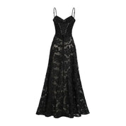Vestido Longo Renda Floral Exclusiva e Caimento Fluido de Luxo