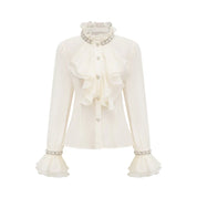 Blusa Elegante com Mangas Longas e Bordado de Cristais