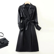 Trench Coat em Pelica de Carneiro com Cinto Integrado
