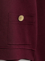 Conjunto Luxo Vermelho em Malha de Alta Densidade – Cardigã e Saia
